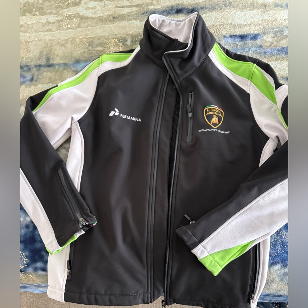 Lamborghini Men's White/ Black/Green Jacket L